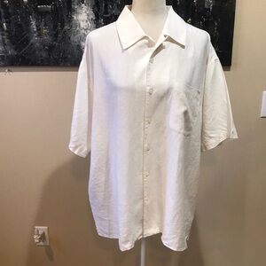 Maxwell & Co Off White 100% Linen Short Sleeved Button Front Shirt-Size XL